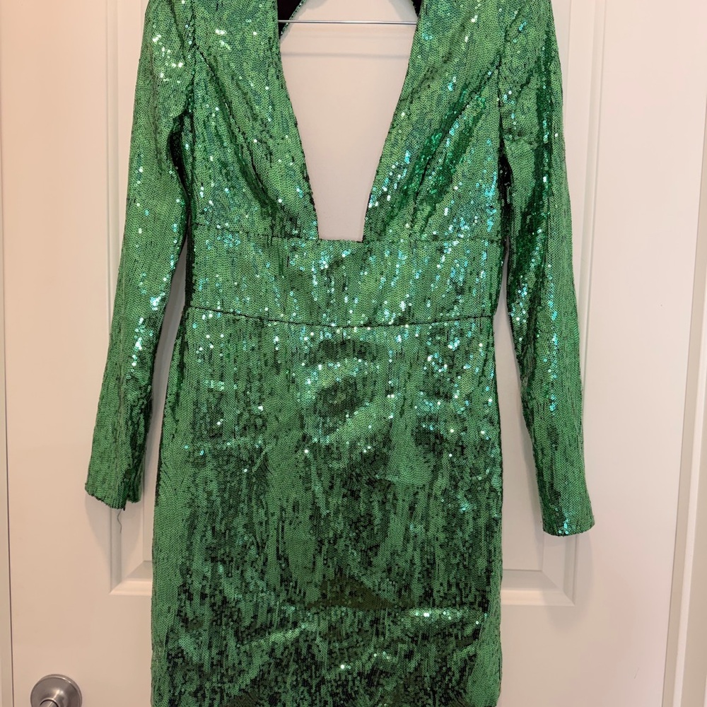 DUNDAS Green Sequin Dress